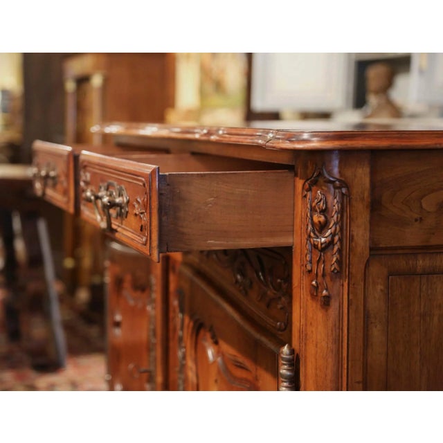 19th Century French Louis XV Carved Walnut Provincial Buffet From Provence For Sale - Image 10 of 13