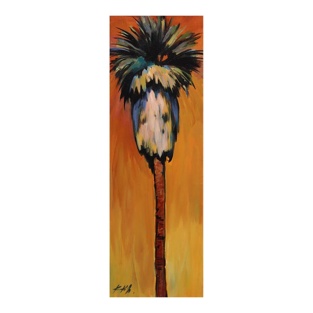 California Gold - Original Warm Palm Tree California Pop Art Acrylic Painting on Canvas by Kathleen Keifer For Sale