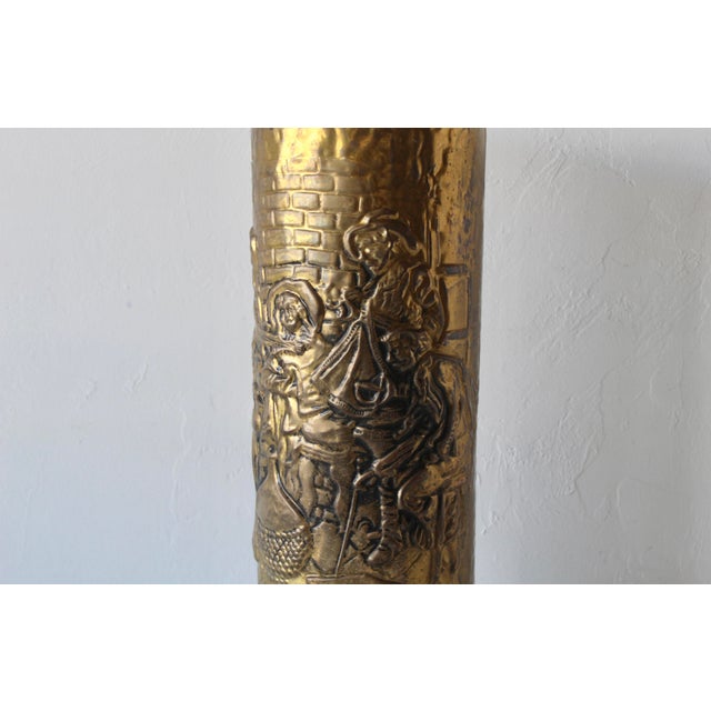 Early 20th Century Early 20th Century Arts and Crafts Embossed Brass Stick Umbrella Stand For Sale - Image 5 of 14