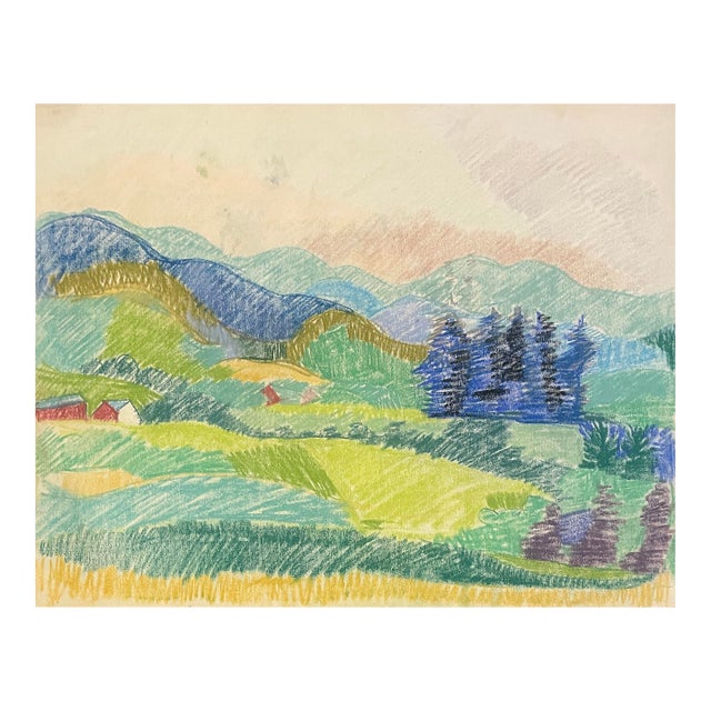 1960s Frank Wallace Mountain Landscape Pastel For Sale