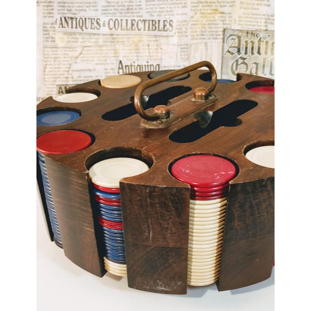Vintage Poker Chip Caddy Carousel Holder Case Chairish