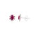 Contemporary Mozambique Oval Ruby Diamond Halo Stud Earrings in 14k White Gold- 2 Pieces For Sale - Image 3 of 11