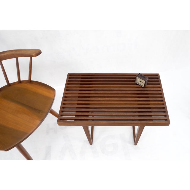 Wood Compact Slotted Teak Wood Danish Mid-Century Modern Bench Seat For Sale - Image 7 of 12