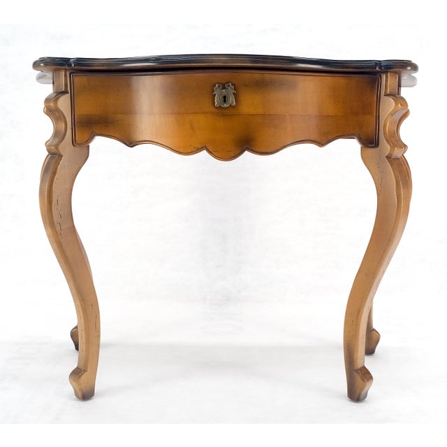 Black Baker One Drawer Cabriole Leg Fruitwood Paper Finished Drawer Console Table MINT For Sale - Image 8 of 14