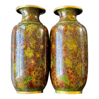 Pair Cloissone Vases For Sale