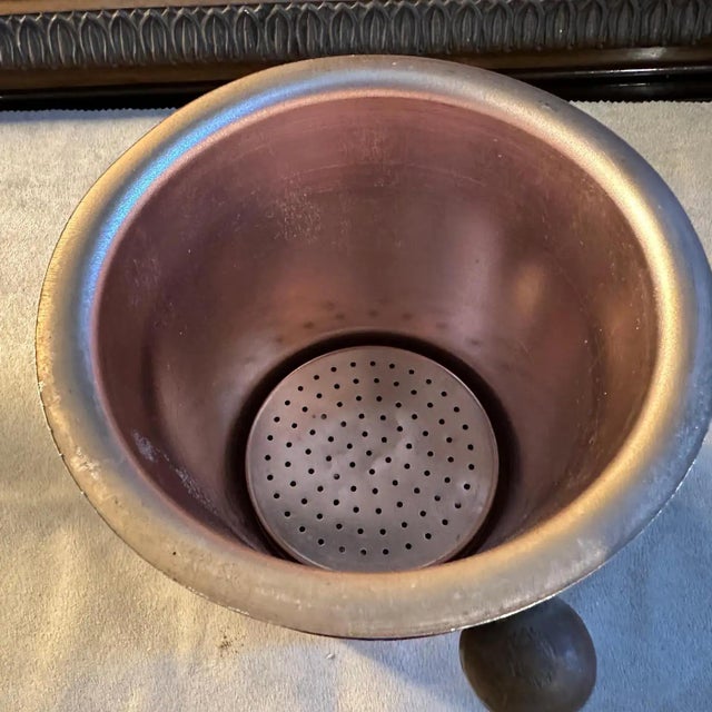 Brown 1950s Mid-Century Modern Oak and Copper French Ice Bucket For Sale - Image 8 of 9