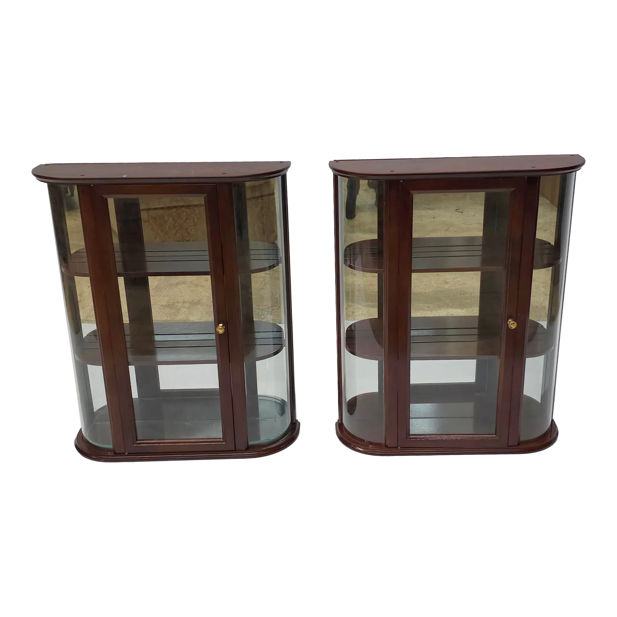 Pair of Bombay Company Stained Fruitwood Wall Cabinets | Chairish