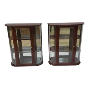 Pair of Bombay Company Stained Fruitwood Wall Cabinets