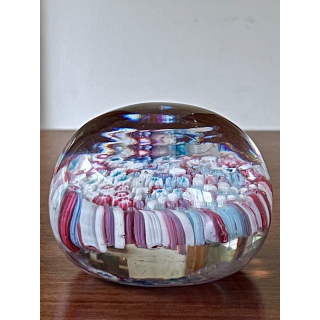 Mid-Century Modern Mid-20th Century Concentric Millefiori Art Glass Paperweight For Sale - Image 3 of 6