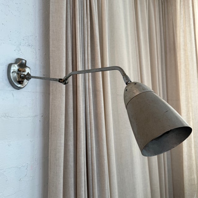 Metal 1950s Industrial Mid-Century Articulating Task Lamp Wall Sconce For Sale - Image 7 of 8