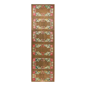 Stately Brown Color Floral Desing Antique American Hooked Rug