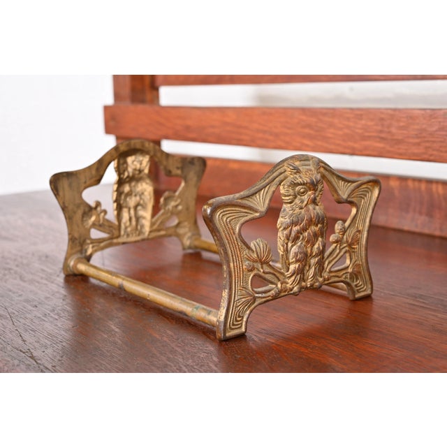 Antique Art Nouveau Bronze Owl Expandable Book Rack, Circa 1910 For Sale - Image 12 of 12