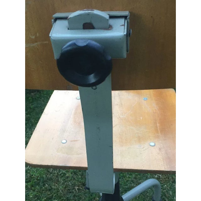 1970s Industrial Stool with Backrest, 1970s For Sale - Image 5 of 6