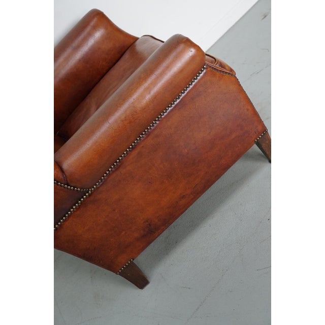 Vintage Dutch Cognac Colored Leather Club Chair For Sale - Image 11 of 17