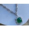 GIA 17 Ct Sugar Loaf Cabochon Colombian Emerald & 13 Ct Diamond Necklace 18KWG For Sale - Image 16 of 18