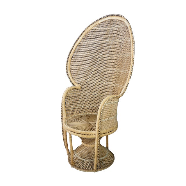 Mid-Century Modern Mid-Century Modern Bamboo & Rattan Peacock Throne Accent Chair Boho Chic MCM For Sale - Image 3 of 18