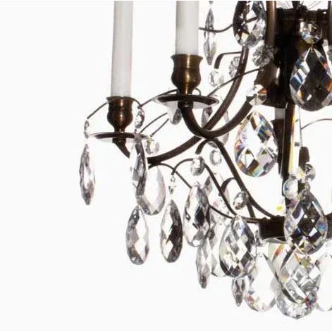 Baroque Classic Dark Brass 5 Arm Baroque Style Chandelier With Clear Crystals For Sale - Image 3 of 5