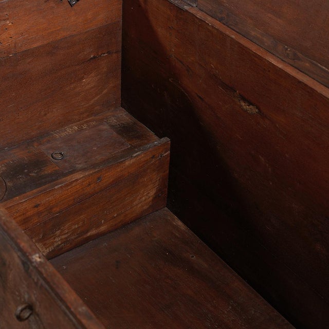 Wooden Storage Chest with Brass Brackets, 1950s For Sale - Image 4 of 10