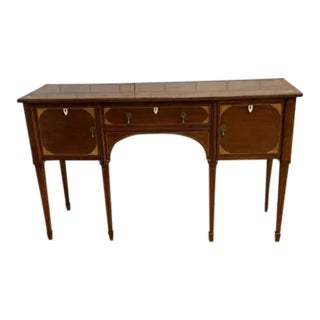 Antique Federal Style Mahogany Inlaid Spade Foot Sideboard For Sale