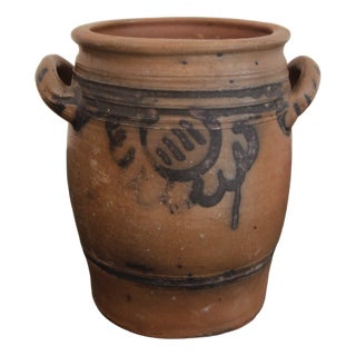 Folk Art German Grey and Cobalt Blue Stoneware Jar, 1890s For Sale
