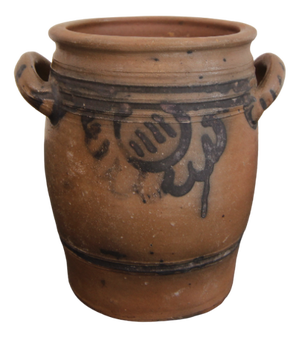 Folk Art German Grey and Cobalt Blue Stoneware Jar, 1890s
