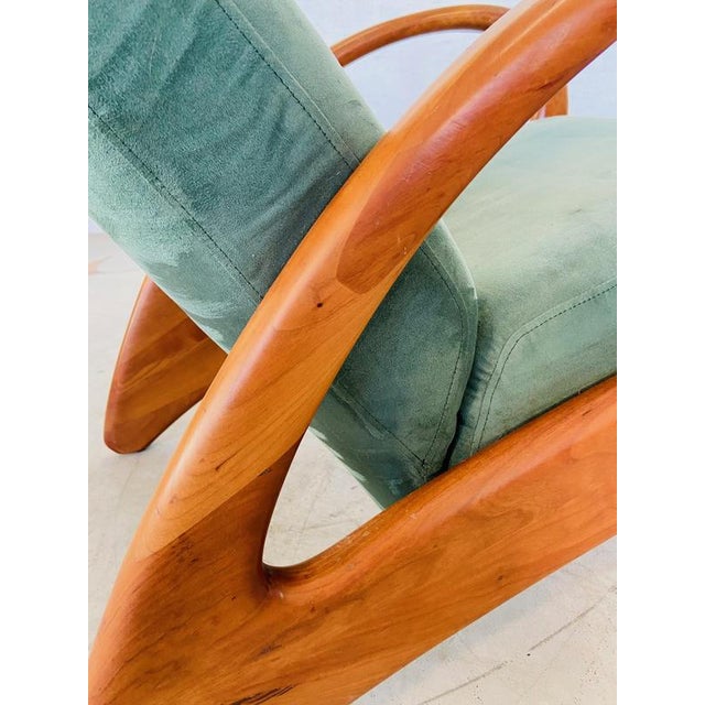 Set of Vintage Danish Reclining Chair and Ottoman in Green Suede For Sale - Image 12 of 18