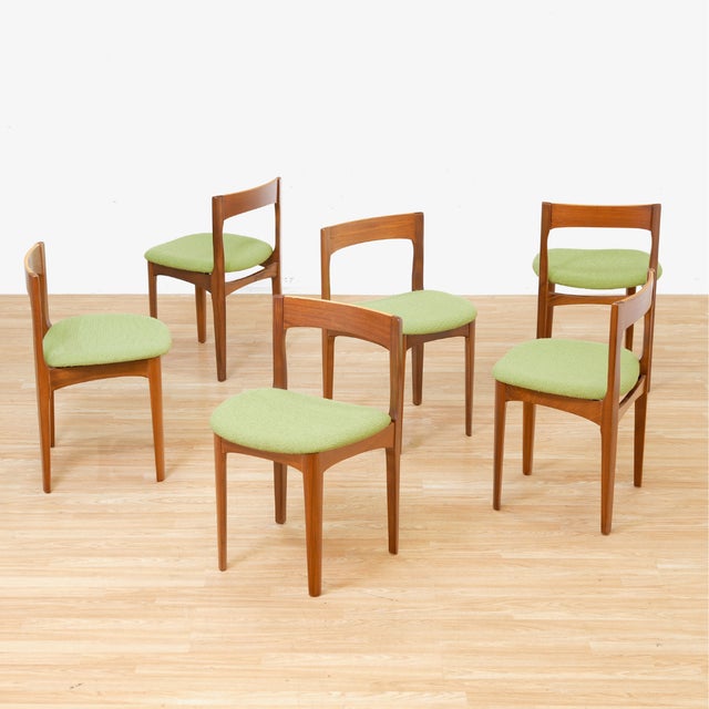 Wood Set of Six Mid 20th Century Teak Mid Century Dining Chairs For Sale - Image 7 of 9