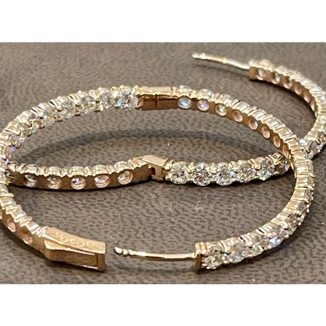 7.92 Carat Diamond Inside Out Hoop Gala Cocktail Earrings in 14 Karat Rose Gold For Sale In New York - Image 6 of 18