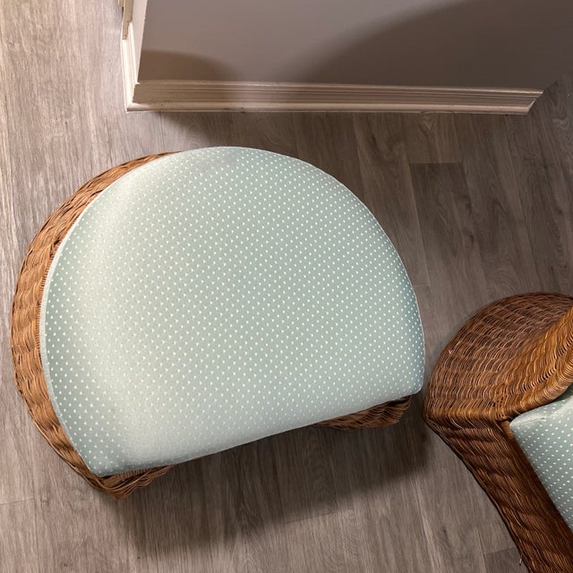 Late 20th Century Vintage Rattan Chair and Half Moon Ottoman Chairish