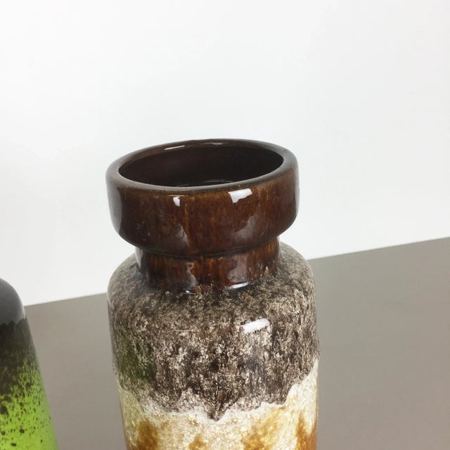 Vintage German Pottery Fat Lava Vases from Scheurich, 1970s, Set of 2 For Sale - Image 4 of 12