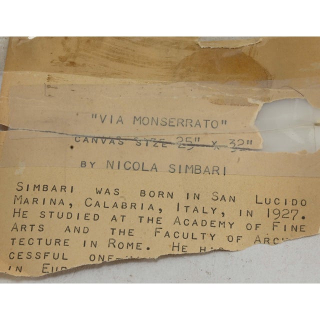 Textile Nicola Simbari (Italian, 1927-2012) Oil on Canvas "Via Monserrato" For Sale - Image 7 of 7