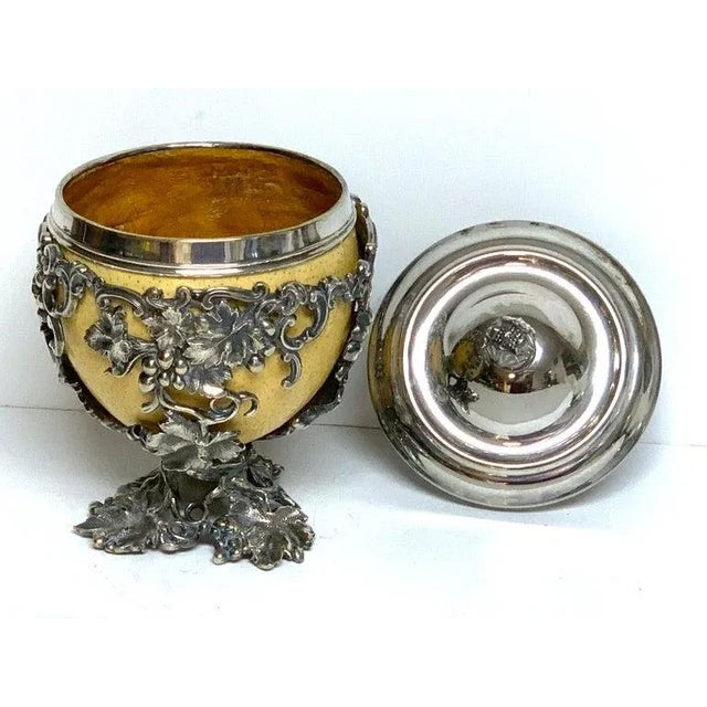 Silver 19th Century English Silver Plated Ostrich Egg Box Attributed to Elkington & Co. For Sale - Image 8 of 12