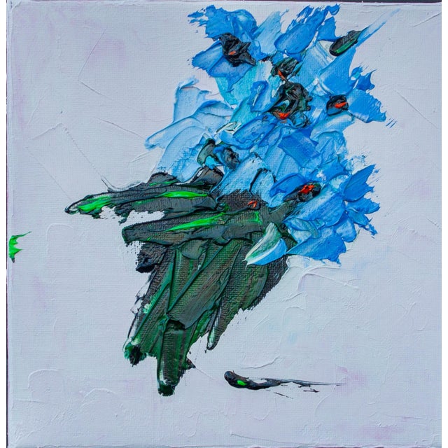 Contemporary Natalia Vypritskaia, Azure Bloom, Oil on Canvas For Sale - Image 3 of 5