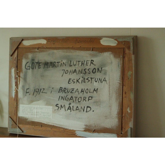 Göte Johansson, Fiskeläge Bohuslän, Mid-20th Century, Oil on Panel, Framed For Sale - Image 10 of 11