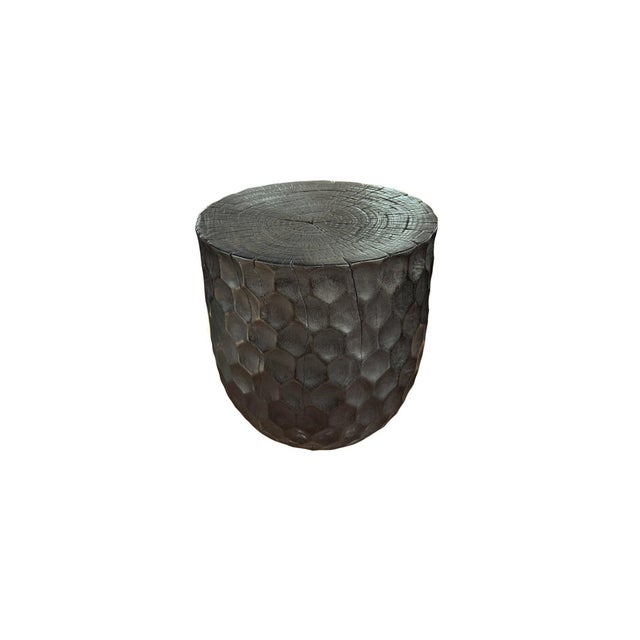 Contemporary Sculptural Mango Wood Side Table, Espresso Finish Modern Organic For Sale - Image 3 of 5
