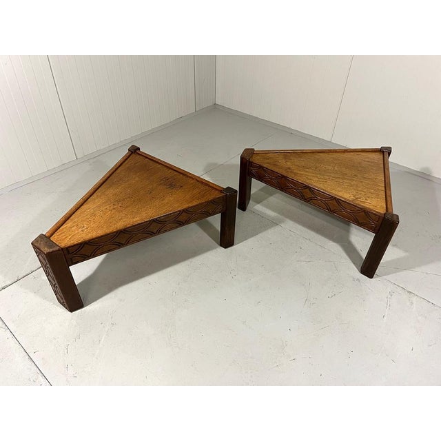 Brutalist Oak Coffee Side Tables, 1970s, Set of 2 For Sale - Image 13 of 18