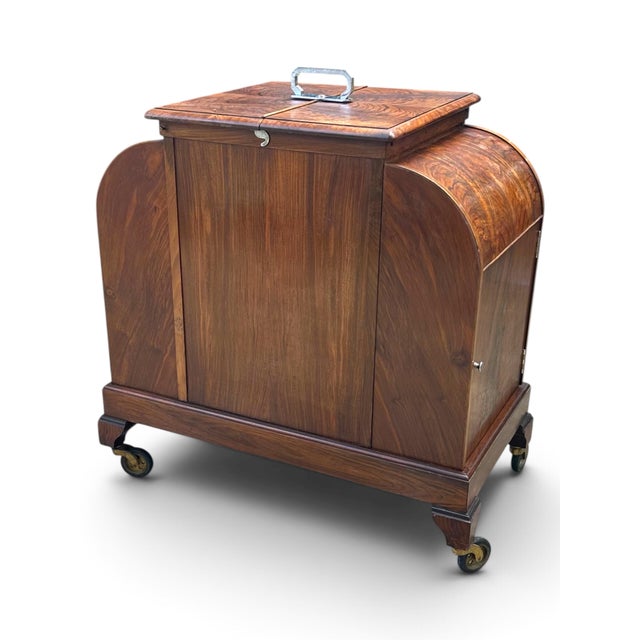 1930s Art Deco Walnut Asprey "Elevette" Patent Mechanical Drinks Cabinet, Circa 1930s. For Sale - Image 5 of 12