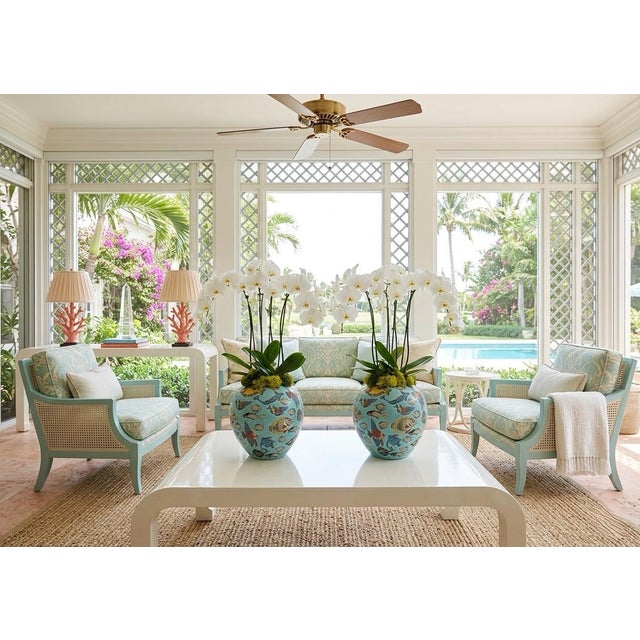 Pair of Vintage Italian Porcelain Fish Motif Ovoid Vases For Sale - Image 9 of 10