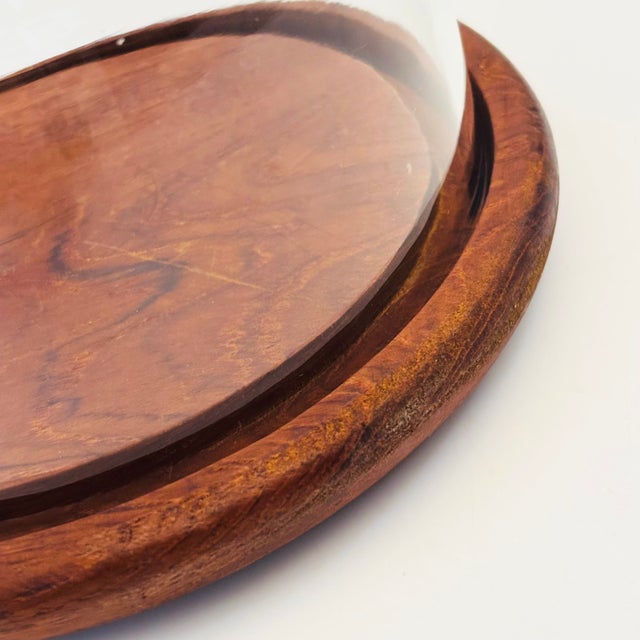 Vintage Glass Cloche on Teak Base For Sale In San Francisco - Image 6 of 11
