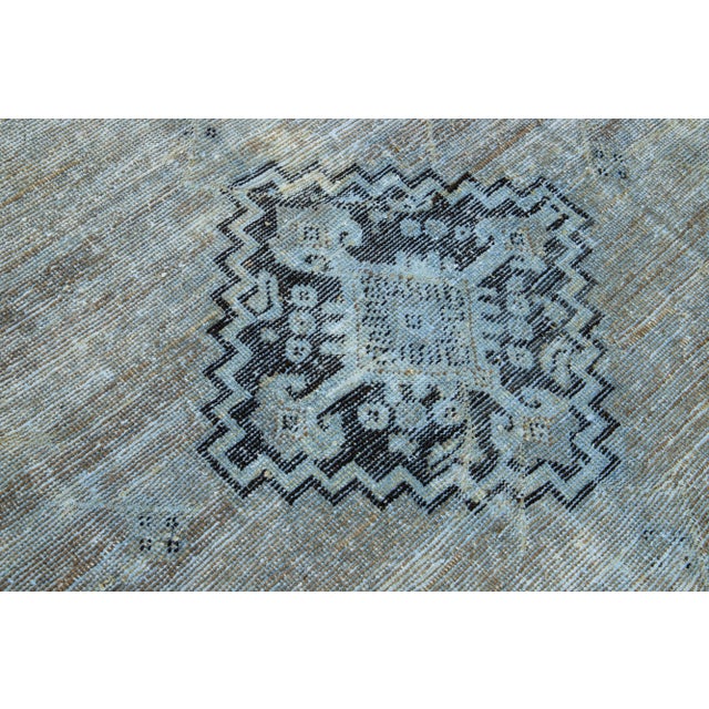 Antique Mahal Distressed Wool Rug With Medallion Design in Blue For Sale - Image 9 of 9