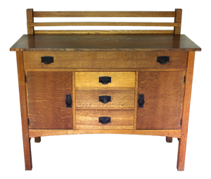 Gustav Stickley Sideboard Model 816, Signed "Als Ik Kan" Joiner's Compass Decal, Arts & Crafts Craftsman Workshop, C. 1907–1912