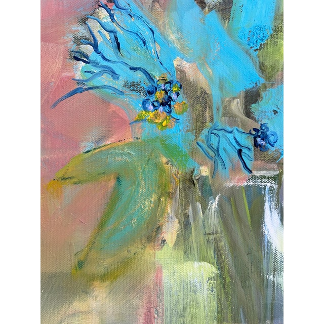 "Blue Flowers" Original Flower Painting by Shann Spishak For Sale - Image 4 of 7