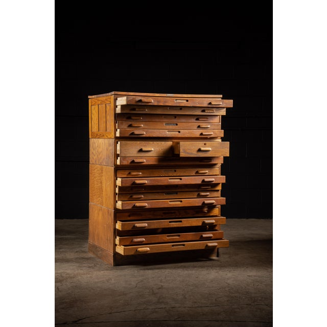 Industrial Antique Four Section Flat File by Hamilton For Sale In Chicago - Image 6 of 12