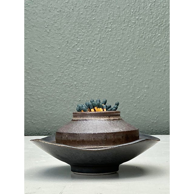 Vintage Original Studio Pottery Match Strike Set For Sale - Image 4 of 12