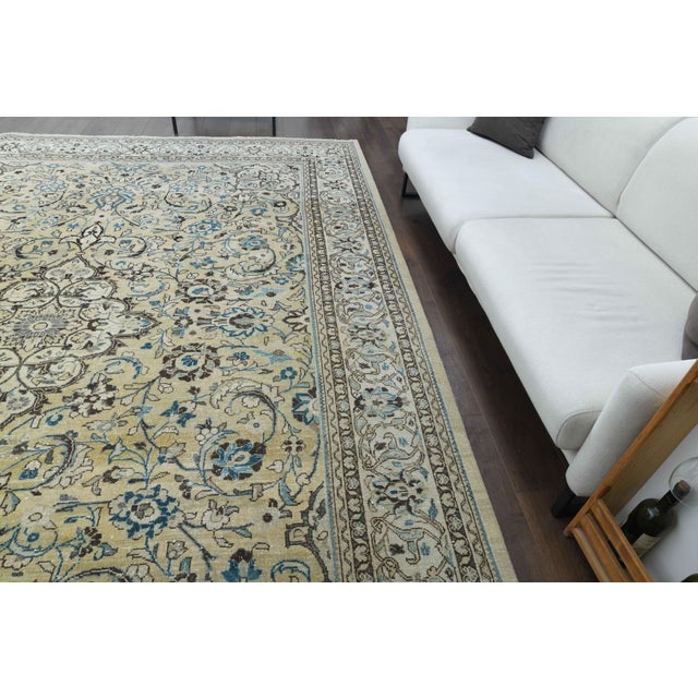 1960s Vintage Persian Handmade Wool Cotton Beige Area Rug For Sale - Image 4 of 11
