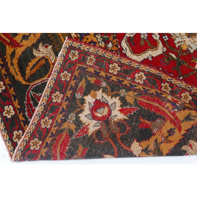 Late 19th Century Authentic Indian Agra Bold Red Handmade Wool Carpet For Sale - Image 5 of 8