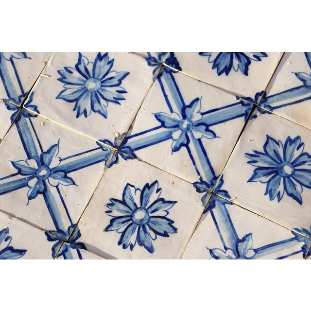 Rare 19th Century Antique Tiles Floral Blue & White Set of Fifty Portuguese For Sale - Image 10 of 18
