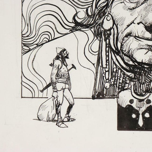 Sergio Toppi, Figurative Composition, Mixed Media on Paper For Sale - Image 5 of 11