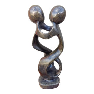 1990s Vintage African Shona Art Abstract Lovers Stone Sculpture - Whirlwind of Romance For Sale