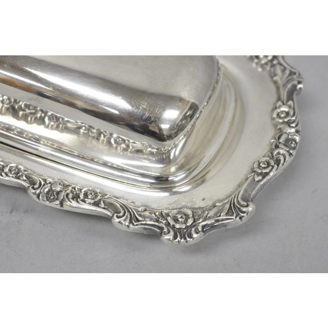 Metal Vintage International Silver Countess Silver Plated Covered Butter Dish For Sale - Image 7 of 12
